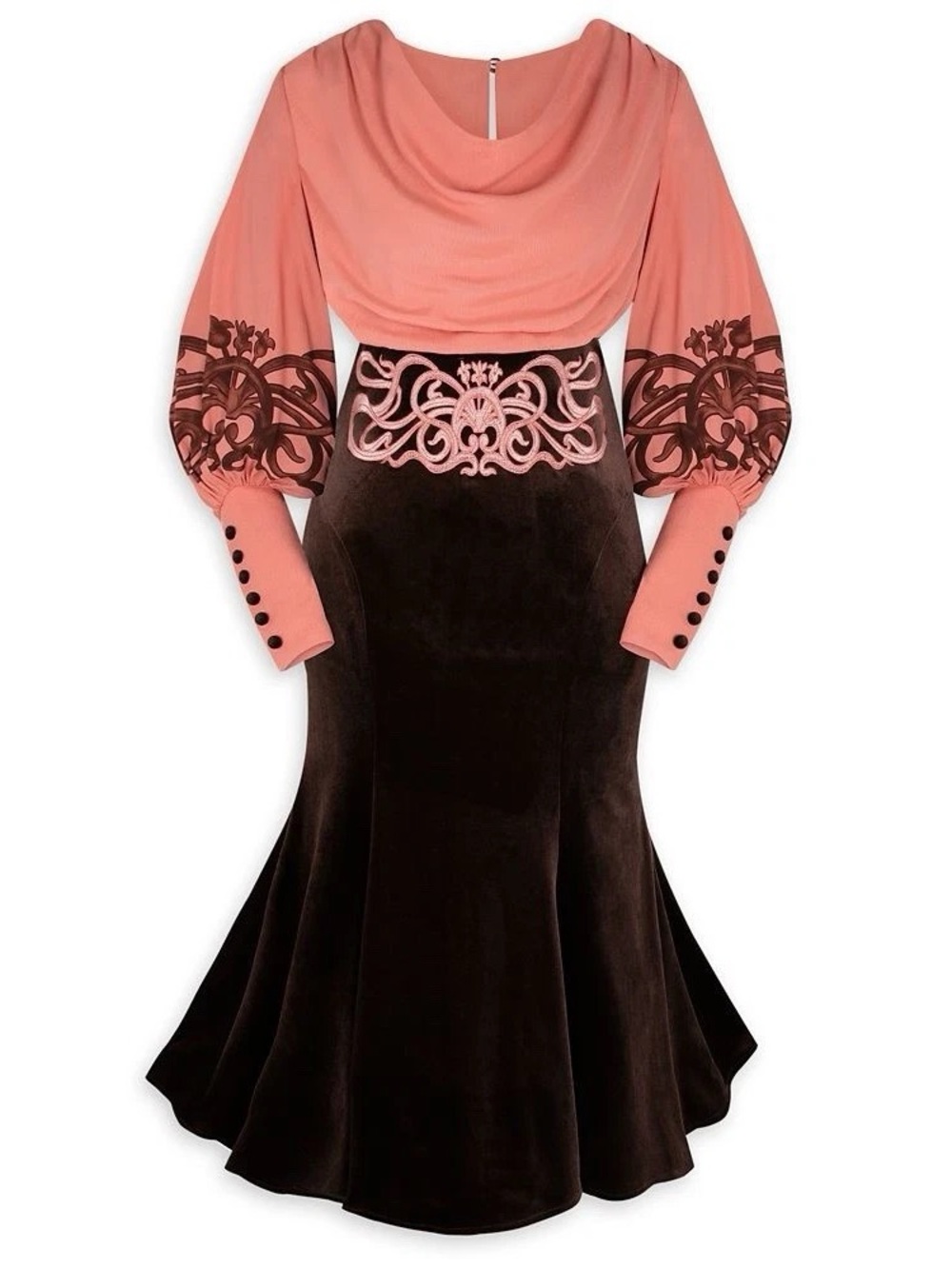 Disney Parks Dress Shop Main Street U.S.A Parlor Dress Coral Brown size (2)&(6)